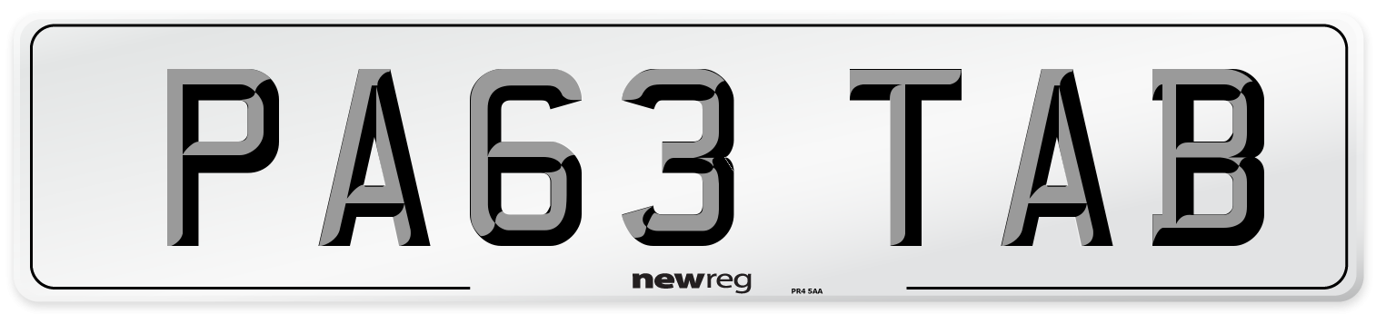 PA63 TAB Number Plate from New Reg